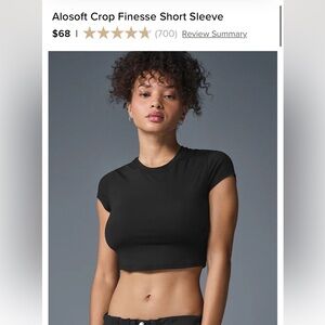 Alo Crop Finesse Short Sleeve Top, XS, black